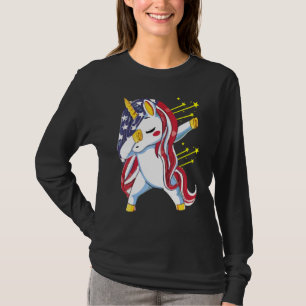 T-shirt Drapeau américain Unicorn Juillet 4 Patriotic Girl