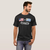 T-shirt Drapeau américain + Uruguay incroyable (Devant entier)