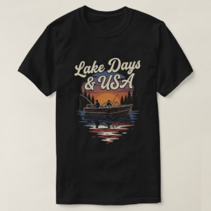 T-shirt Drapeau américain USA : bateau de pêche jours de l