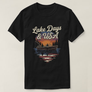 T-shirt Drapeau américain USA : bateau de pêche jours de l
