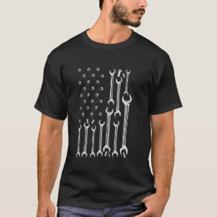 T-shirt Drapeau Américain USA Clés Outils Cadeau Mécanicie
