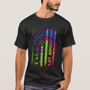 T-shirt Drapeau américain USA Dispatcher 911 Tie Dye Vinta