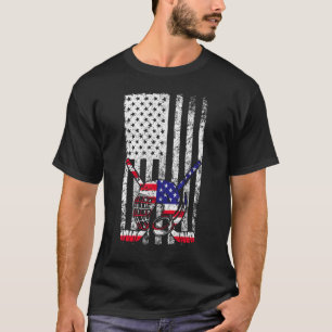 T-shirt Drapeau Américain USA Ice Hockey Vêtements Pour Ho