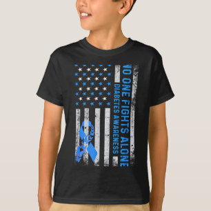 T-shirt Drapeau américain Usa Pas de combat seul Diabète c