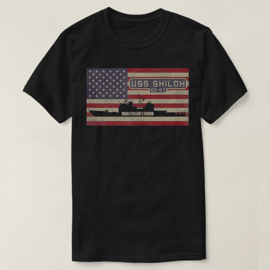 T-shirt Drapeau américain USS Shiloh CG67 Cruiser Ship USA (Design devant)