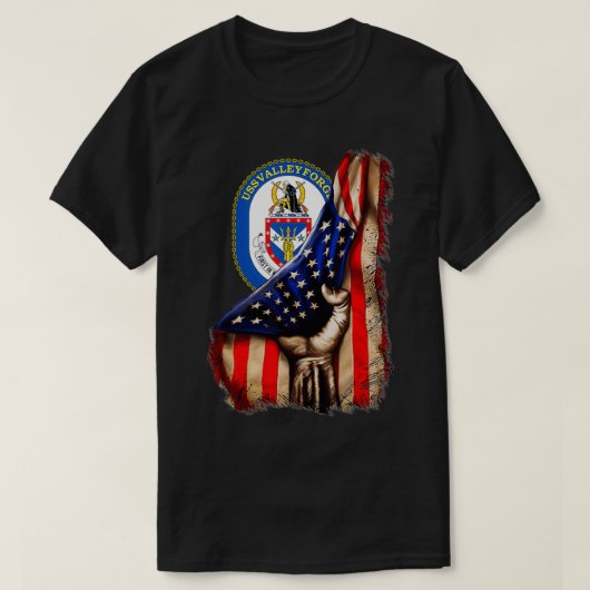 T-shirt Drapeau américain USS Valley Forge CG50 (Design devant)