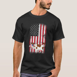 T-shirt Drapeau américain vache garçons filles hommes femm