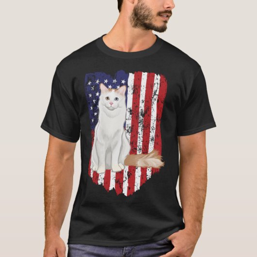 T-shirt Drapeau américain Van turc 4 juillet Cat (Devant)