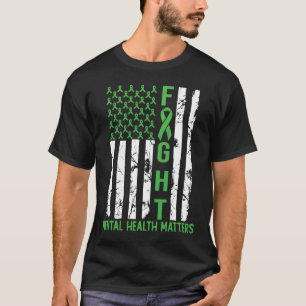 T-shirt Drapeau américain vert La santé mentale aux Etats-
