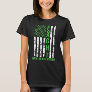 T-shirt Drapeau américain vert La santé mentale aux Etats-