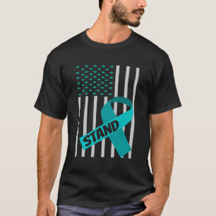 T-shirt Drapeau américain vert ruban chemise Scoliose Sens