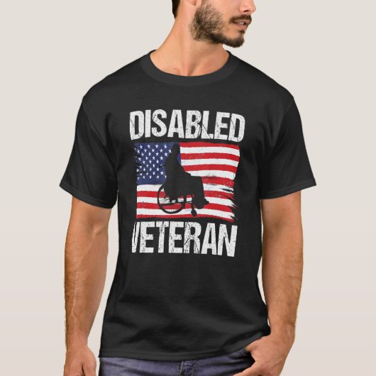 T-shirt Drapeau américain vétéran - Hommes handicapés (Devant)