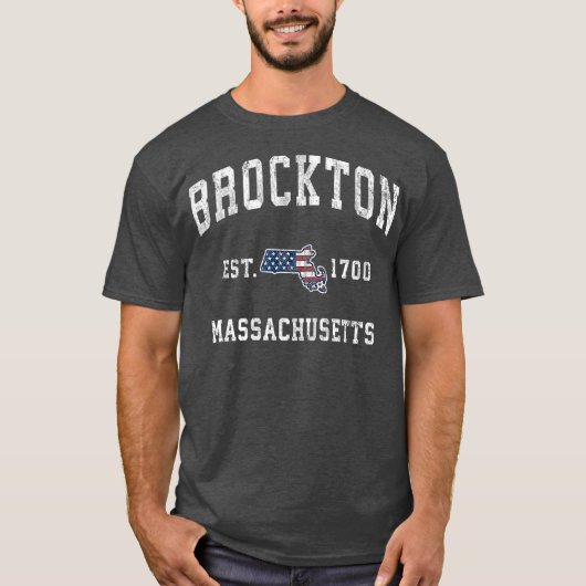 T-shirt Drapeau américain Vintage Brockton Massachusetts (Devant)