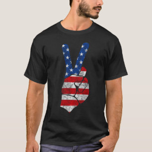 T-shirt Drapeau américain vintage de signe de paix 4