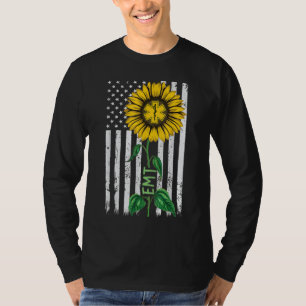 T-shirt Drapeau américain vintage EMT Sunflower Hippie EMT