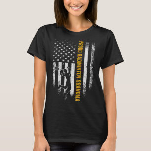 T-shirt Drapeau américain vintage Fier Badminton Grand-mèr