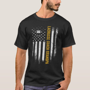 T-shirt Drapeau américain vintage Fier Lacrosse Entraîneur
