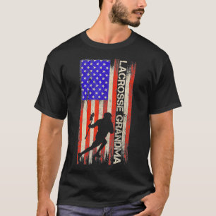 T-shirt Drapeau américain vintage Fier Lacrosse Grandma S