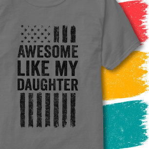 T-shirt Drapeau Américain Vintage Génial Comme Ma Fille