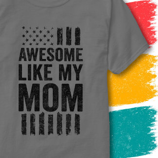 T-shirt Drapeau Américain Vintage Génial Comme Ma Mère