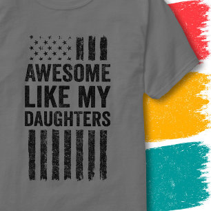 T-shirt Drapeau Américain Vintage Génial Comme Mes Filles
