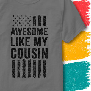 T-shirt Drapeau Américain Vintage Génial Comme Mon Cousin
