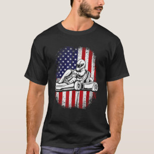 T-shirt Drapeau américain vintage Go Kart