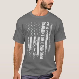 T-shirt Drapeau américain vintage Je suis fier Badminton G