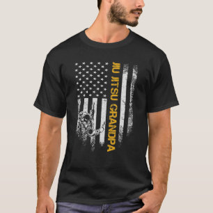 T-shirt Drapeau américain vintage Jiu Jitsu Grandpa