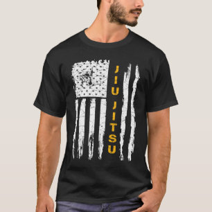 T-shirt Drapeau américain vintage Jiu Jitsu Silh