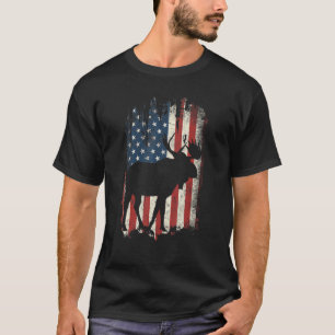 T-shirt Drapeau Américain vintage Moose Patriotique 4ème D