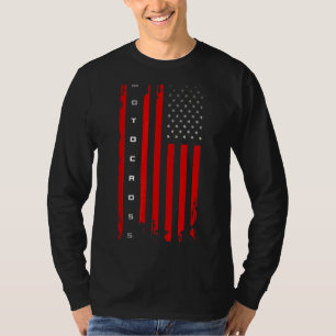 T-shirt Drapeau américain vintage Motocross Dirt Bike Silh