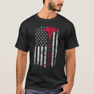 T-shirt Drapeau américain vintage Nurselife Stethoscope Nu
