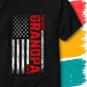 T-shirt Drapeau Américain Vintage Papy Meilleur Grand-père