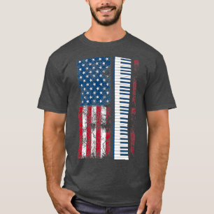 T-shirt Drapeau américain vintage Piano Cute Claviéristes