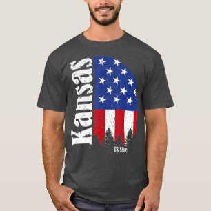 T-shirt Drapeau américain vintage Retro Kansas 4 juillet P