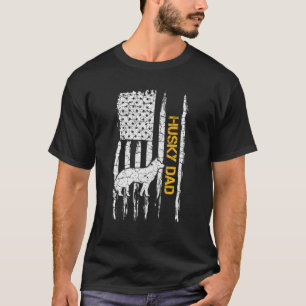 T-shirt Drapeau américain vintage Sibérie Husky Chien Papa
