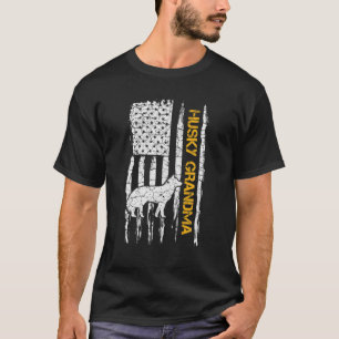 T-shirt Drapeau américain vintage Sibérie Husky Grandma S