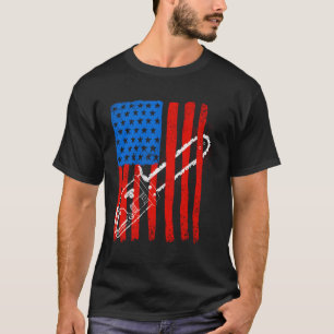 T-shirt Drapeau américain vintage tronçonneuse mignonne Wo
