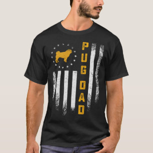 T-shirt Drapeau américain vintage USA Papa chien Pug fier