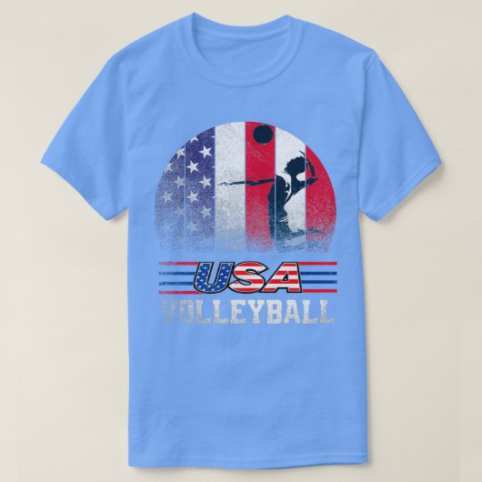 T-shirt drapeau américain volleyball 2021 pour filles garç (Design devant)