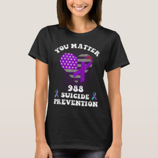 T-shirt Drapeau américain Vous 988 Ruban de sensibilisatio