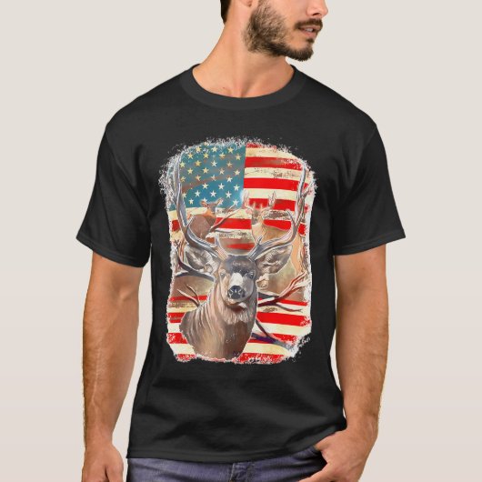 T-shirt Drapeau américain Western 4 juillet Huntin (Devant)
