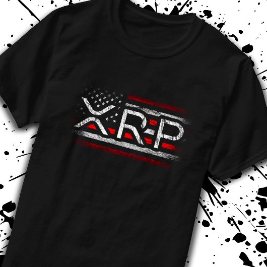 T-shirt Drapeau américain XRP Crypto Devise Cryptomonnaie