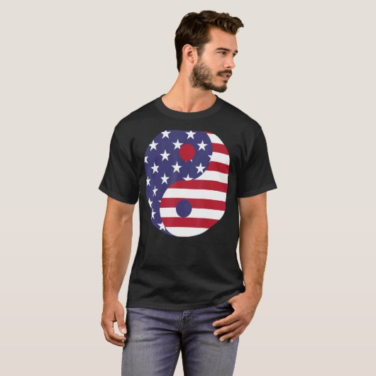 T-shirt Drapeau américain Ying et Yang (Devant entier)