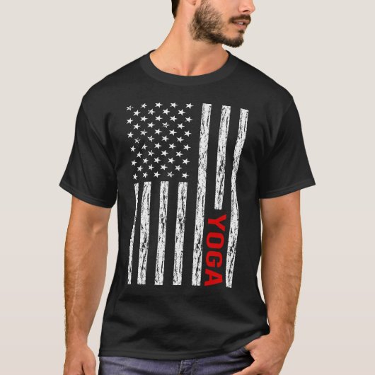 T-shirt Drapeau américain Yoga (Devant)
