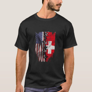 T-shirt Drapeau American Grosses Swiss Roots USA Suisse
