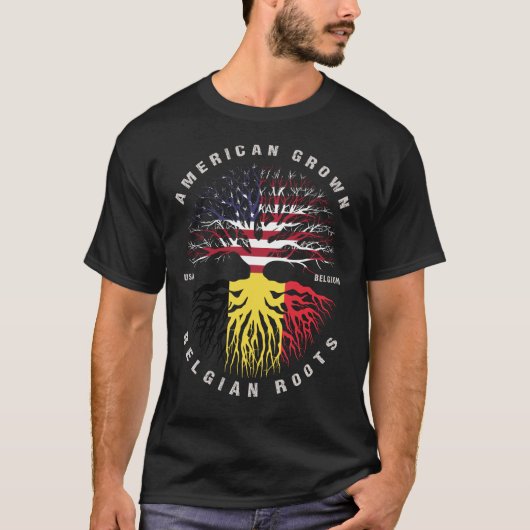 T-shirt Drapeau American Grown Belgian Roots Belgique (Devant)