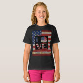 T-SHIRT DRAPEAU AMOUREUX AMÉRICAIN TRENDY DISTRONSÉ DRAPEA (Devant entier)