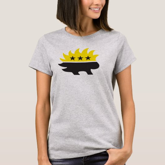 T-shirt Drapeau Ancap Logo Porcupine noir et jaune (Devant)